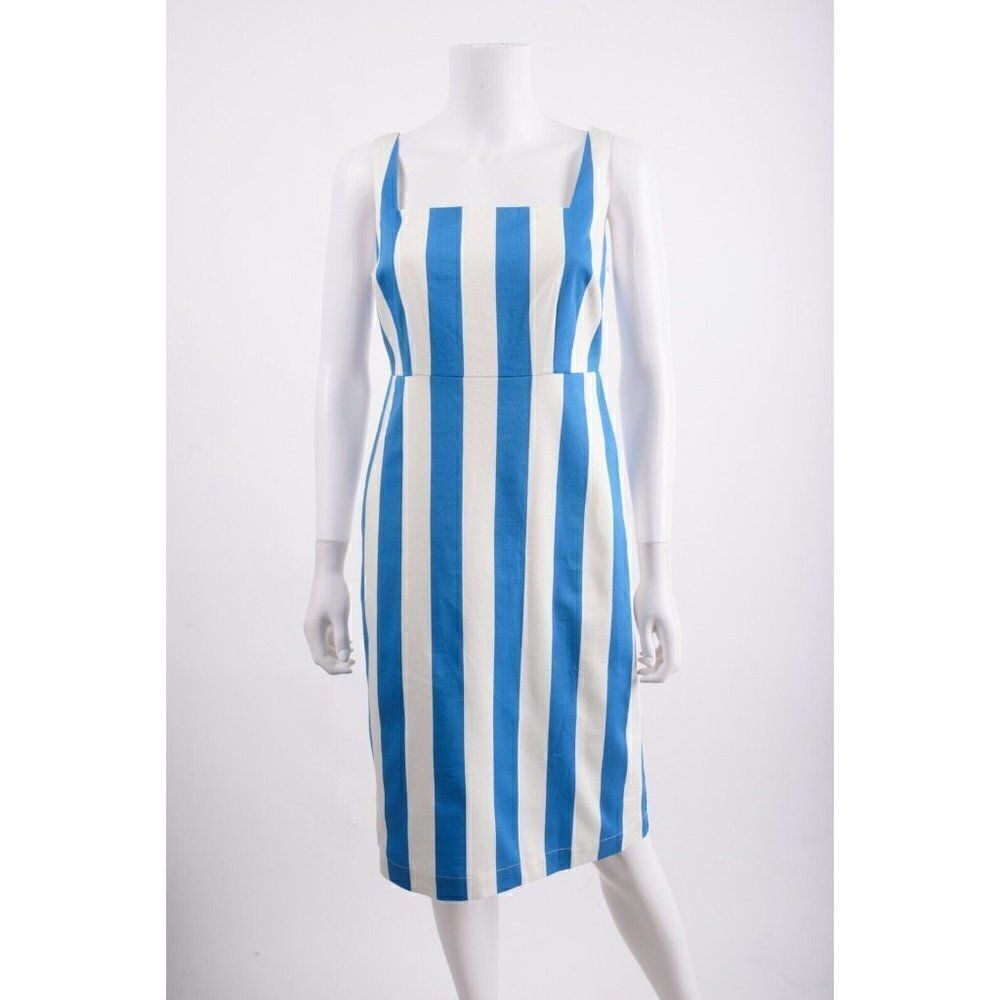 Boden Womens Yolande Shift Dress UK 8L US 4L Tall Blue White Striped NWT